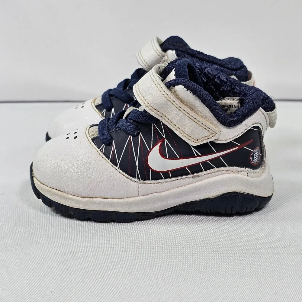 Nike LeBron 7 Kids Sneakers White Navy Blue Hook and Loop Toddler Size 5c‎ 2010